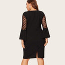 Plus Size Dot Mesh Mini Dress, iBuyXi.com - Shop Unique Selection Of Products, Online shopping store, Plus Size Dot Mesh Mini Dress, Flare Sleeve Fashion, Women Office Evening Party Dress, Bodycon Casual Dress.