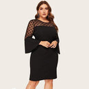 Plus Size Dot Mesh Mini Dress, iBuyXi.com - Shop Unique Selection Of Products, Online shopping store, Plus Size Dot Mesh Mini Dress, Flare Sleeve Fashion, Women Office Evening Party Dress, Bodycon Casual Dress.