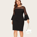Plus Size Dot Mesh Mini Dress, iBuyXi.com - Shop Unique Selection Of Products, Online shopping store, Plus Size Dot Mesh Mini Dress, Flare Sleeve Fashion, Women Office Evening Party Dress, Bodycon Casual Dress.