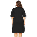 Plus Size Elegant O-Neck Hollow Out Half Sleeve Mini Dress, Hollow out, Body on, Long sleeve, Lightweight, Solid color, Club, Backless ,Cocktail, Casual style, Evening Party dresses for women and ladies mini dresses, iBuyXi.com