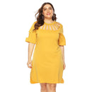 Plus Size Elegant O-Neck Hollow Out Half Sleeve Mini Dress, Hollow out, Body on, Long sleeve, Lightweight, Solid color, Club, Backless ,Cocktail, Casual style, Evening Party dresses for women and ladies mini dresses, iBuyXi.com