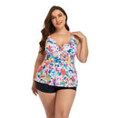Plus Size Women's Swimsuit 2021 Summer Floral Print Women's 2 Piece Swimsuit With Shorts High Waist Beachwear Bikini Set, Plus Size Floral Print High Waist Tankini Set, Beach Dress, High Waist Maxi Long Dresses, Loose but Curvy, Flowy well, Cute and Elegant,iBuyXi.com