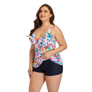 Plus Size Women's Swimsuit 2021 Summer Floral Print Women's 2 Piece Swimsuit With Shorts High Waist Beachwear Bikini Set, Plus Size Floral Print High Waist Tankini Set, Beach Dress, High Waist Maxi Long Dresses, Loose but Curvy, Flowy well, Cute and Elegant,iBuyXi.com
