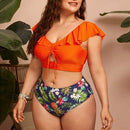 Plus Size High Waisted Ruffle Tankini Set, iBuyXi.com, Women Plus Size Clothing, Plus Size Swimwear, Summer Outfits, Plus Size Tankini Sets, Unique Design Bikini, Free Shipping