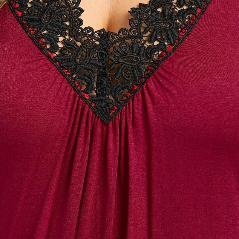 Plus Size Lace Trim V Neck Loose Cold Shoulder Top, iBuyXi.com - Shop Unique Selection Of Products, Online shopping store, Affirm Payment, Pay with Free Interest Installments, Women Shirt, Lace Trim V Neck Top, Loose Cold Shoulder Blouse, Summer Top, Casual Short Sleeve Blouse, Female Shirt.