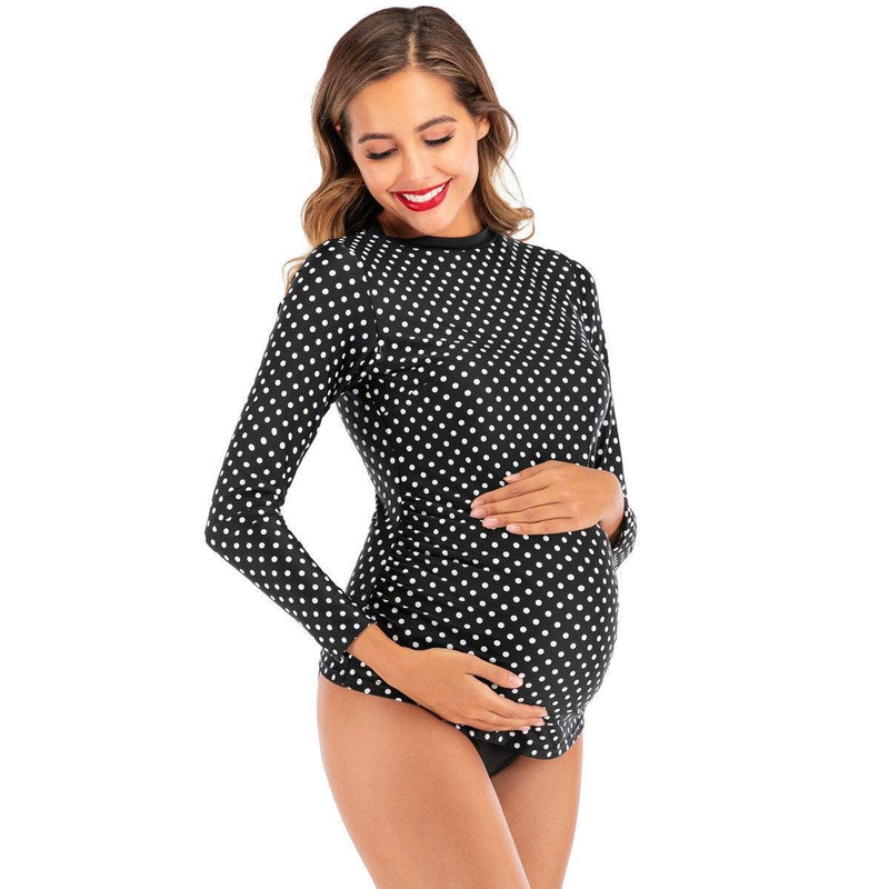 Sunscreen Long-sleeve Maternity Swimwear Plus Size Maternity Tankinis Comes With Dot Print. - ibuyxi.com