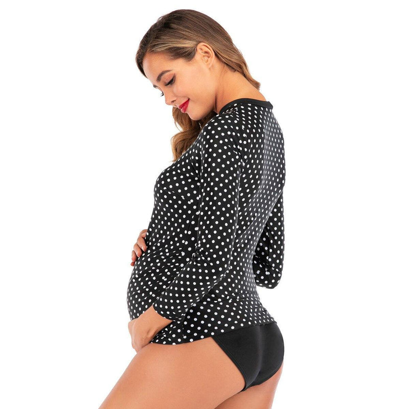 Sunscreen Long-sleeve Maternity Swimwear Plus Size Maternity Tankinis Comes With Dot Print. - ibuyxi.com