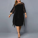 Plus Size O-Neck Mesh Double Layer Chiffon Dress, iBuyXi.com - Shop Unique Selection Of Products, Online shopping store, Affirm Payment, Pay with Free Interest Installments, Women Dress, Mesh Double Layer Chiffon Dress, Ladies Loose Dress, Plus Size Women Casual Evening Party Dress.