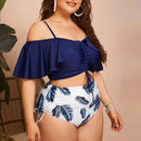 Plus Size Off Shoulder High Waisted Ruffled Tankini Set, iBuyXi.com, Plus size swimwear, plus size summer outfits, Bikini set, women clothing, blue sexy swimsuits, bathing suits. free shipping, Brazilian style swimsuits 