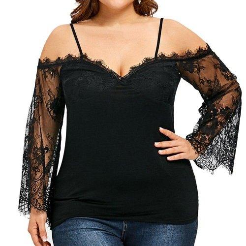 Plus Size Off Shoulder Lace Long Sleeve Top, iBuyXi.com - Shop Unique Selection Of Products, Online shopping store, Affirm Payment, Pay with Free Interest Installments, Women Dress, Fashion Dresses, Plus Size Dress, Women Off Shoulder T-Shirt, Lace Long Sleeve Casual Tops, Lace stitching strapless Top, long sleeve shirt, Casual Top. Plus Size Top.