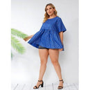Summer Blouse, Plus Size 4XL 5XL,Women Tops, Short Sleeve, Striped Print, Casual Blouse Loose Oversized Ladies,Tunic Tops, Plus Size Short Sleeve Striped Print Casual Blouse Tunic Tops, Short Midi Dresses,iBuyXi.com