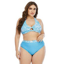 Plus Size Striped Neck-Halter High Waist Bikini Set, iBuyXi.com, Plus Size women outfits, plus size women clothing, plus size bathing suits
