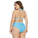 Plus Size Striped Neck-Halter High Waist Bikini Set, iBuyXi.com, Plus Size women outfits, plus size women clothing, plus size bathing suits