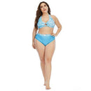 Plus Size Striped Neck-Halter High Waist Bikini Set, iBuyXi.com, Plus Size women outfits, plus size women clothing, plus size bathing suits