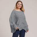 Plus Size Sweater, Bat Sleeve Hollow Out Elegant Knit Pullover,Female Jumper, Fashion Autumn Winter,Blouse Shirt Women, Lace Up V Neck, Long Sleeve Knitted Blouse, Plus Size Casual Long Ladies Tops, iBuyXi.com