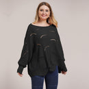 Plus Size Sweater, Bat Sleeve Hollow Out Elegant Knit Pullover,Female Jumper, Fashion Autumn Winter,Blouse Shirt Women, Lace Up V Neck, Long Sleeve Knitted Blouse, Plus Size Casual Long Ladies Tops, iBuyXi.com