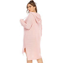 Plus Size Sweater, Long Sleeve, Side Split Elegant Dress With Hat, Autumn Winter Sweater Dress Women Long Sleeve Side Split Elegant Dress With Hat Warm Plus Size Women Clothing