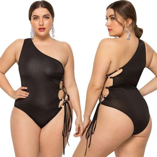 Plus Size One Shoulder Hollow Out Bathing Suit Plus Size One Shoulder Hollow Out Bathing Suit
