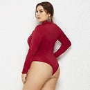 Plus Size Turtleneck Long Sleeve Bodysuit, Long Sleeve, iBuyXi.com