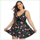 Plus Size Two Pieces Tankini Swimwear, Swim dress, Swimsuit Top Print Flamingo Bathing Suit, iBuyXi.com