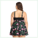Plus Size Two Pieces Tankini Swimwear, Swim dress, Swimsuit Top Print Flamingo Bathing Suit, iBuyXi.com