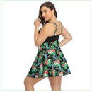 Plus Size Two Pieces Tankini Swimwear, Swim dress, Swimsuit Top Print Flamingo Bathing Suit, iBuyXi.com