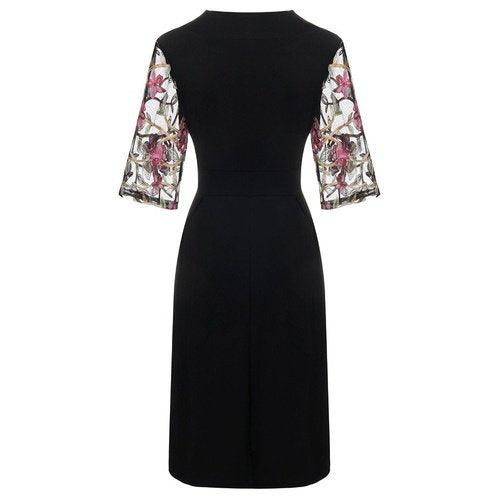 Plus Size V-Neck Floral Applique Dress, iBuyXi.com - Shop Unique Selection Of Products, Online shopping store, Affirm Payment, Pay with Free Interest Installments, Applique Dress, Plus Size Dress, V-Neck Swing Dress, Casual Evening Party Dress.