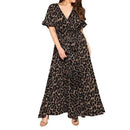Plus Size V-Neck Leopard Print Dress, iBuyXi.com - Shop Unique Selection Of Products, Online shopping store, Affirm Payment, Pay with Free Interest Installments, Women Dress, Fashion Dresses, Plus Size Dress, Women Summer Long Dress, Leopard Print V-Neck Dress, Short Sleeve Bandage Leopard Dress, Casual Summer Dress, Evening Party Dress.