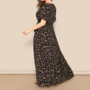 Plus Size V-Neck Leopard Print Dress, iBuyXi.com - Shop Unique Selection Of Products, Online shopping store, Affirm Payment, Pay with Free Interest Installments, Women Dress, Fashion Dresses, Plus Size Dress, Women Summer Long Dress, Leopard Print V-Neck Dress, Short Sleeve Bandage Leopard Dress, Casual Summer Dress, Evening Party Dress.