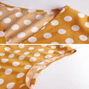 Plus Size V-Neck Sleeveless Polka Dot Printed ,Buttons Belt Yellow Ruffle Mini Dress, Sleeveless Frock, Waist Belt, sleeveless chiffon mini dress, Ribbon style , iBuyXi.com
