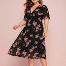 Plus size V-Neck Short Sleeve Aline Dress, iBuyXi.com, Plus size dresses, Plus size clothing, bohemian dress, free shipping