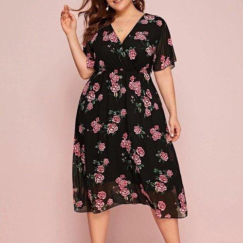 Plus size V-Neck Short Sleeve Aline Dress, iBuyXi.com, Plus size dresses, Plus size clothing, bohemian dress, free shipping