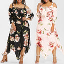 Plus Size Long Sleeves V Neck Embroidery Ruffles Maxi Long, Boho Beach Dress,2 Type Sleeve: Long sleeves, Sleeveless Maxi Floor Length, Exquisite Floral Printed, Deep V Neck, Bright Flower Pattern, Well-matched Waistband Belt, Loose but Curvy, Flowy well, Cute and Elegant, iBuyXi.com