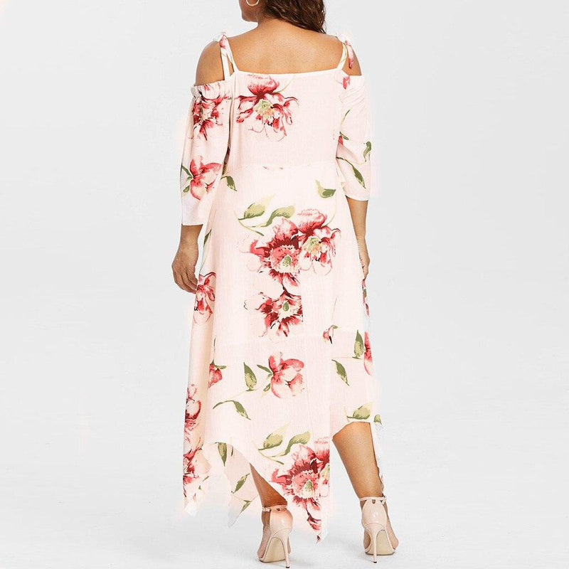 Plus Size Long Sleeves V Neck Embroidery Ruffles Maxi Long, Boho Beach Dress,2 Type Sleeve: Long sleeves, Sleeveless Maxi Floor Length, Exquisite Floral Printed, Deep V Neck, Bright Flower Pattern, Well-matched Waistband Belt, Loose but Curvy, Flowy well, Cute and Elegant, iBuyXi.com