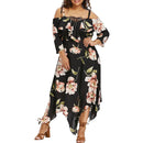 Plus Size Long Sleeves V Neck Embroidery Ruffles Maxi Long, Boho Beach Dress,2 Type Sleeve: Long sleeves, Sleeveless Maxi Floor Length, Exquisite Floral Printed, Deep V Neck, Bright Flower Pattern, Well-matched Waistband Belt, Loose but Curvy, Flowy well, Cute and Elegant, iBuyXi.com