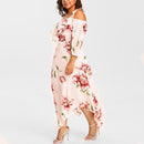 Plus Size Long Sleeves V Neck Embroidery Ruffles Maxi Long, Boho Beach Dress,2 Type Sleeve: Long sleeves, Sleeveless Maxi Floor Length, Exquisite Floral Printed, Deep V Neck, Bright Flower Pattern, Well-matched Waistband Belt, Loose but Curvy, Flowy well, Cute and Elegant, iBuyXi.com