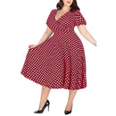 Polka Dot Printed Belt Dress. Visit iBuyXi.com for Online Shopping and Shop the Unique Selection, Women Dress, Plus size Dress, Robe Longue, Casual Polyester V-neck Short-Sleeved Polka Dot Printed Belt Dress.