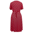 Polka Dot Printed Belt Dress. Visit iBuyXi.com for Online Shopping and Shop the Unique Selection, Women Dress, Plus size Dress, Robe Longue, Casual Polyester V-neck Short-Sleeved Polka Dot Printed Belt Dress.
