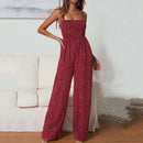 Polka Dot Printed Overalls, Wide Leg Boho Loose Jumpsuit, 2021 Summer Dots Wide Leg Jumpsuit, Women Red Jumpsuit Female High Waist, Yellow Jumpsuit Long Romper Elegant Overalls For Women, iBuyXi.com