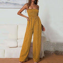 Polka Dot Printed Overalls, Wide Leg Boho Loose Jumpsuit, 2021 Summer Dots Wide Leg Jumpsuit, Women Red Jumpsuit Female High Waist, Yellow Jumpsuit Long Romper Elegant Overalls For Women, iBuyXi.com