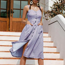 Polka Dot Sleeveless Dress With high waist buttoned Top And Ideal Choice For summer Season. - ibuyxi.com
