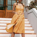Polka Dot Sleeveless Dress With high waist buttoned Top And Ideal Choice For summer Season. - ibuyxi.com