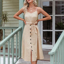 Polka Dot Sleeveless Dress With high waist buttoned Top And Ideal Choice For summer Season. - ibuyxi.com