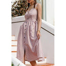 Polka Dot Sleeveless Dress With high waist buttoned Top And Ideal Choice For summer Season. - ibuyxi.com