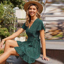 Polka Dot V-Neck A-Line Short Sleeve Ruffles Wrap Mini Dress,Boho Ruffles Short Sleeve V-Neck A-Line Polka Dot Print Wrap Mini Dress,Irregular Dress Tunic Mini Dress,Plus Wide Leg V-Neck High Waist Lace Up Jumpsuit,Size Women Short Sleeve, Print Patchwork Causal Dress Loose Overs, Maxi Irregular Dresses, iBuyXi.com