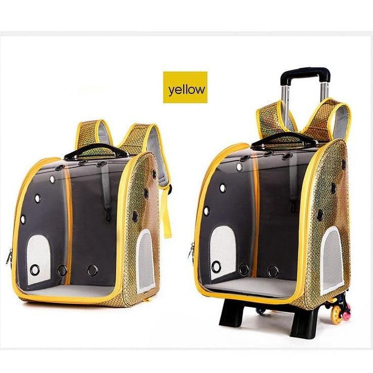 2-1 Portable Transparent Trolley Backpack Cat Carrier, ibuyxi.com