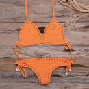 Solid Crochet Bikini Two Pieces Set Halter Bra Push Up Tie Top Thong bikini Suit Summer Swimsuit Beach Bathing Suit, iBuyXi.com