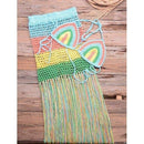 Rainbow Crochet Knitted Beach Dress With Long Tassel Skirts Comes In Two Piece Bikini Set Swimwear Cover-Up. - ibuyxi.com