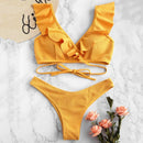 High Waist Ruffle Bikini Women Print Sexy Swimsuit Push Up Bikinis Bandage Bathing Suits Floral Beach Wear, iBuyXi.com, summer outfits, women clothing, sexy bikini, stylish bikini