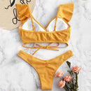 High Waist Ruffle Bikini Women Print Sexy Swimsuit Push Up Bikinis Bandage Bathing Suits Floral Beach Wear, iBuyXi.com, summer outfits, women clothing, sexy bikini, stylish bikini